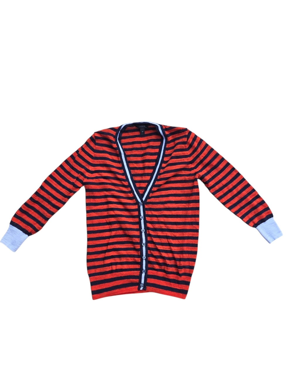 J. Crew Orange/ Blue Striped Cardigan Cotton Blend XS